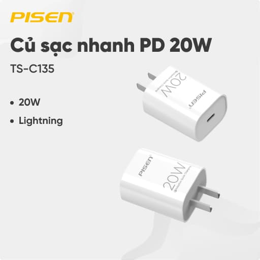 Dock sạc Pisen Quick PD 20W (Lightning) TS-C135