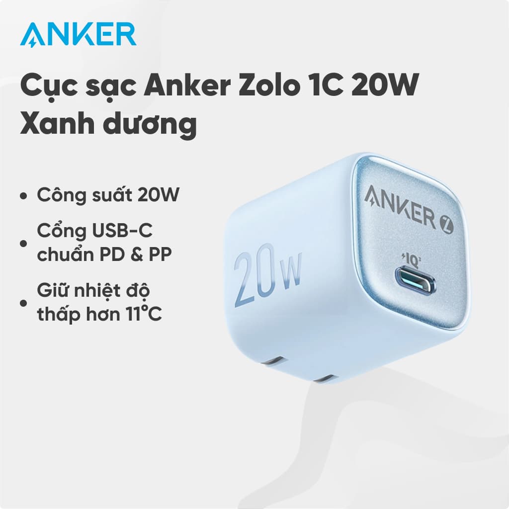 Dock sạc Anker Zolo 1C 20W Xanh dương