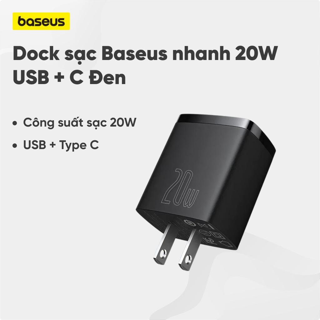 Dock sạc Baseus nhanh 20W USB + C Đen