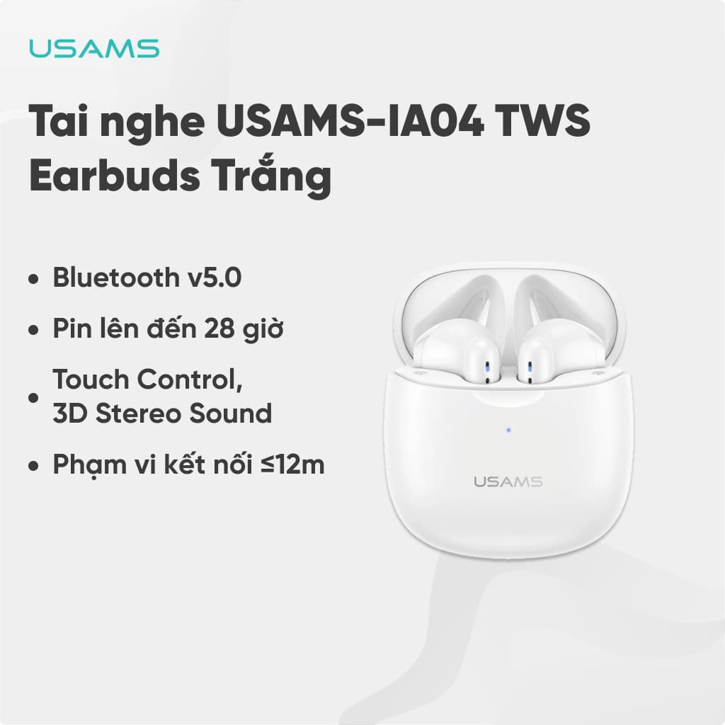Tai nghe USAMS-IA04 TWS Earbuds Trắng